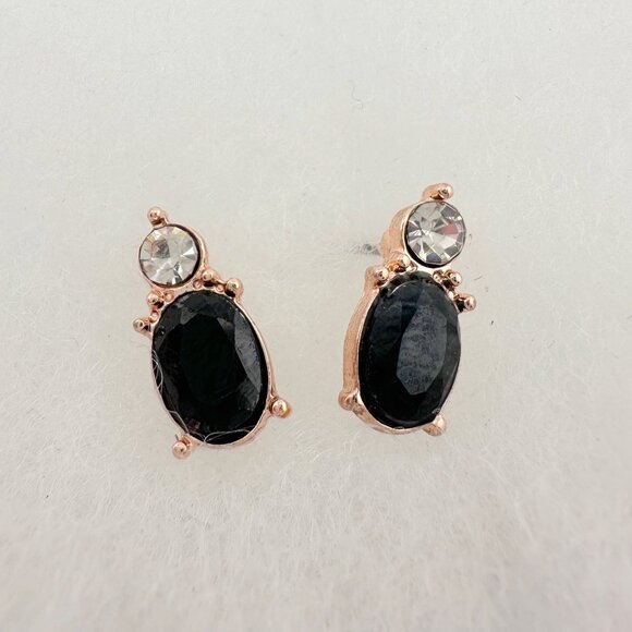 Pretty Black Sapphire & Crystal Necklace & Earrings Set with Rose Gold Overlay - Picture 8 of 13